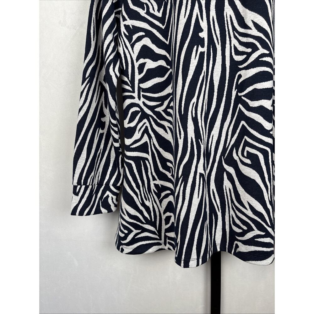 NEW Liza Byrd Haley Abstract Cowl Neck Sweater Large Womens Blue Gray Relaxed - Picture 9 of 12